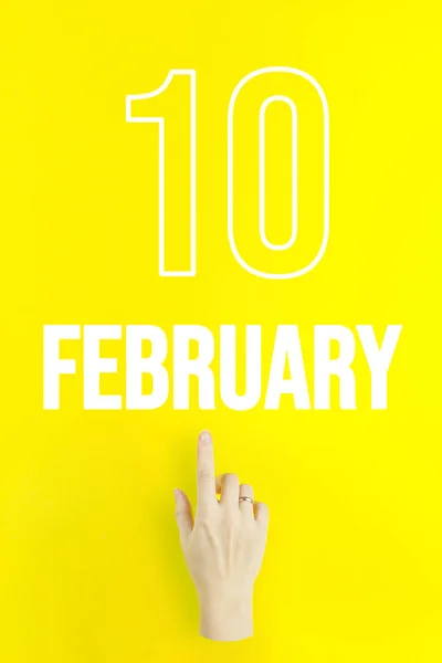 February 10Th Day Month Calendar Date Hand Finger Pointing Calendar — Stock fotografie