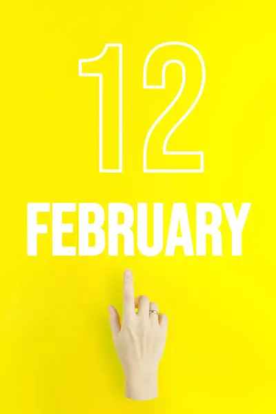 February 12Nd Day Month Calendar Date Hand Finger Pointing Calendar — Stock fotografie