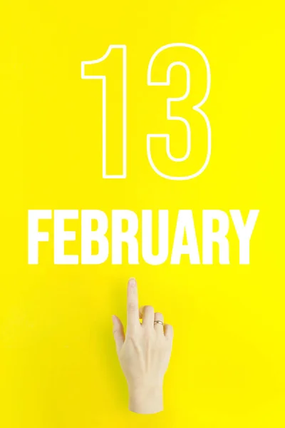 February 13Rd Day Month Calendar Date Hand Finger Pointing Calendar — Stock fotografie