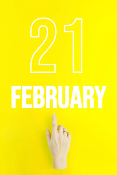 February 21St Day Month Calendar Date Hand Finger Pointing Calendar — Stock fotografie