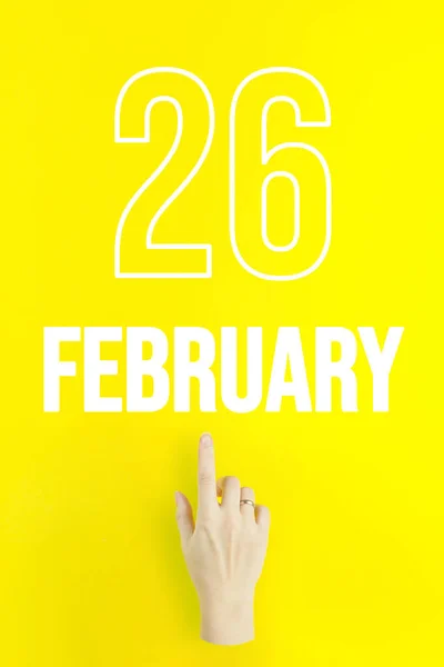 February 26Th Day Month Calendar Date Hand Finger Pointing Calendar — Stock fotografie