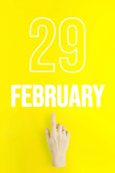 February 29Th Day Month Calendar Date Hand Finger Pointing Calendar — Stock fotografie