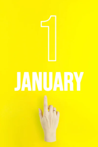 January 1St Day Month Calendar Date Hand Finger Pointing Calendar — Stock fotografie