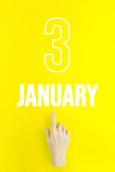 January 3Rd Day Month Calendar Date Hand Finger Pointing Calendar — Stock fotografie