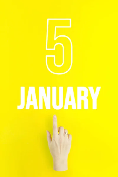 January 5Th Day Month Calendar Date Hand Finger Pointing Calendar — Stock fotografie