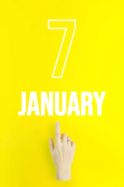 January 7Th Day Month Calendar Date Hand Finger Pointing Calendar — Stock fotografie