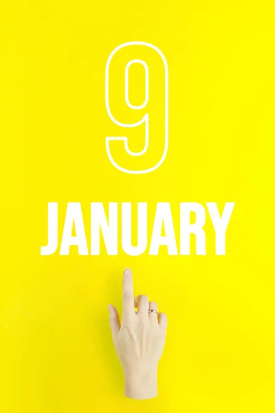 January 9Th Day Month Calendar Date Hand Finger Pointing Calendar — Stock fotografie