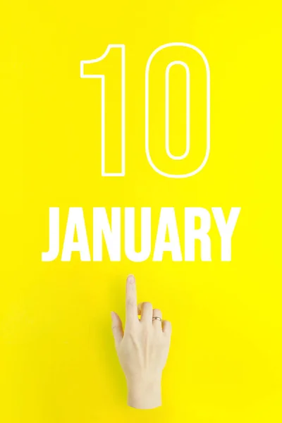 January 10Th Day Month Calendar Date Hand Finger Pointing Calendar — Stock fotografie