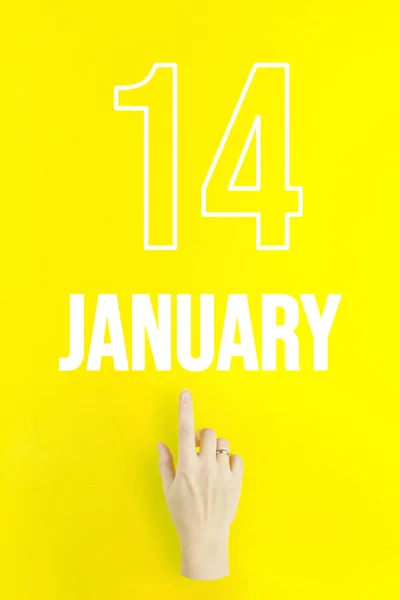 January 14Th Day Month Calendar Date Hand Finger Pointing Calendar — Stockfoto