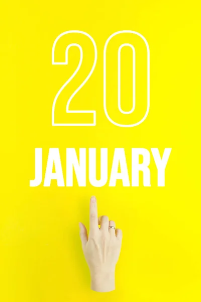 January 20Th Day Month Calendar Date Hand Finger Pointing Calendar — Φωτογραφία Αρχείου