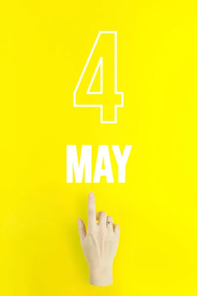 May 4Th Day Month Calendar Date Hand Finger Pointing Calendar — Foto de Stock