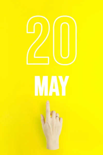 May 20Th Day Month Calendar Date Hand Finger Pointing Calendar — 스톡 사진