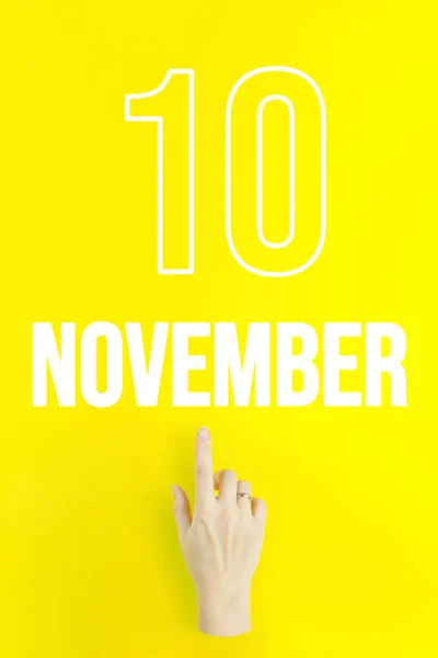 November 10Th Day Month Calendar Date Hand Finger Pointing Calendar — Photo