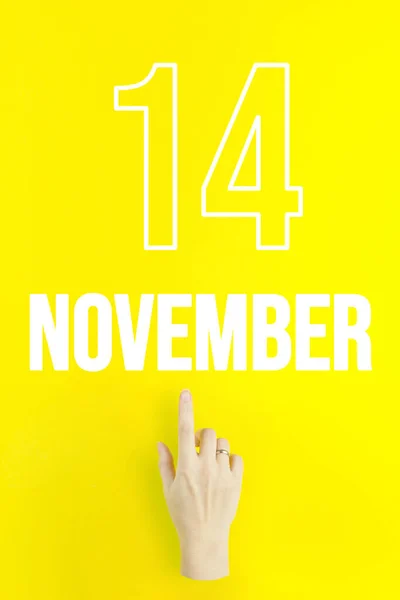 November 14Th Day Month Calendar Date Hand Finger Pointing Calendar — Photo