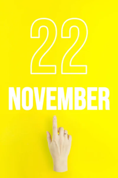 November 22Nd Day Month Calendar Date Hand Finger Pointing Calendar — Stock fotografie