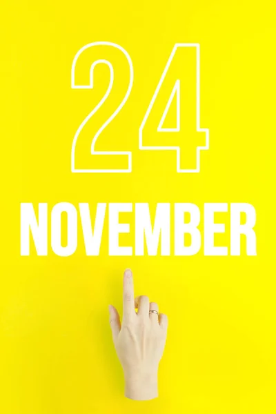 November 24Th Day Month Calendar Date Hand Finger Pointing Calendar — Stock fotografie