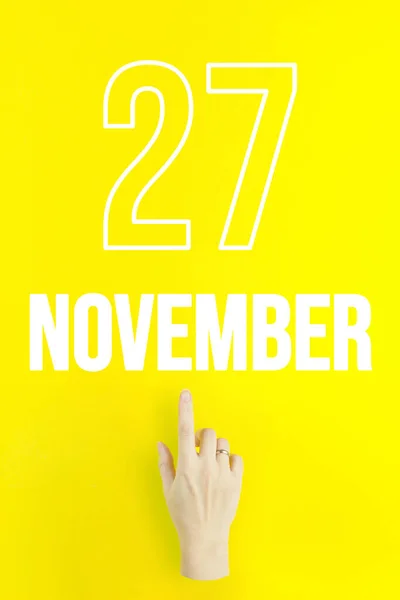 November 27Th Day Month Calendar Date Hand Finger Pointing Calendar — Stock fotografie