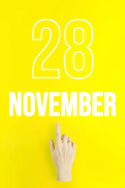 November 28Th Day Month Calendar Date Hand Finger Pointing Calendar — Photo