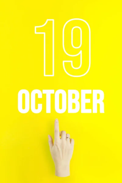 October 19Th Day Month Calendar Date Hand Finger Pointing Calendar — Stok fotoğraf