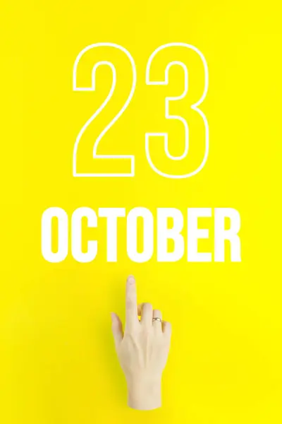 October 23Rd Day Month Calendar Date Hand Finger Pointing Calendar — Zdjęcie stockowe