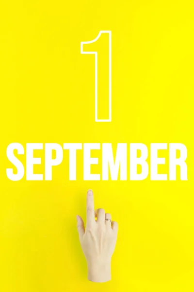 September 1St Day Month Calendar Date Hand Finger Pointing Calendar — Stock fotografie