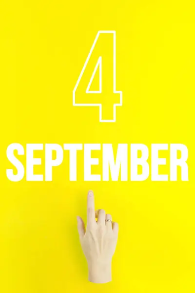 September 4Th Day Month Calendar Date Hand Finger Pointing Calendar — Stock fotografie