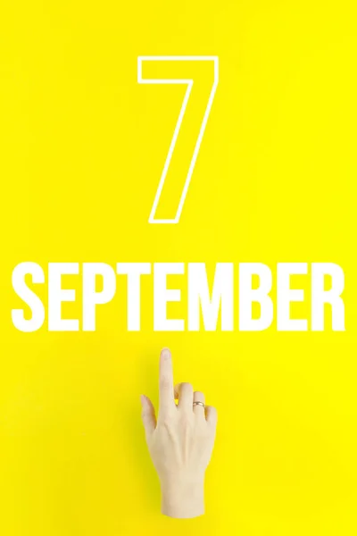 September 7Th Day Month Calendar Date Hand Finger Pointing Calendar — Stok fotoğraf