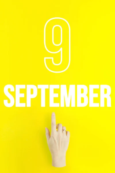 September 9Th Day Month Calendar Date Hand Finger Pointing Calendar — Stock fotografie