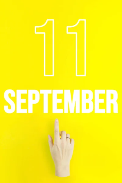 September 11St Day Month Calendar Date Hand Finger Pointing Calendar — Stock fotografie