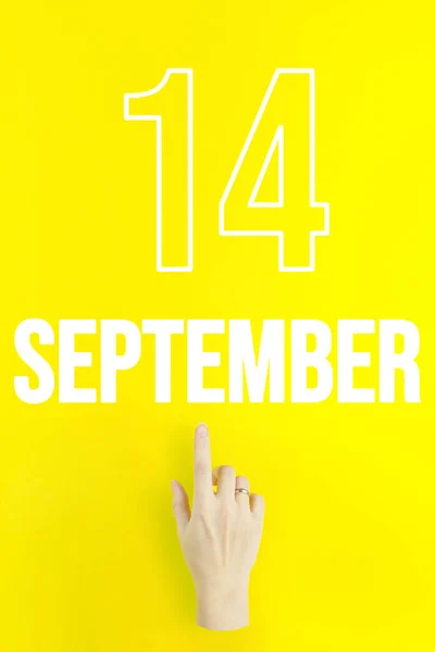 September 14Th Day Month Calendar Date Hand Finger Pointing Calendar — Foto Stock