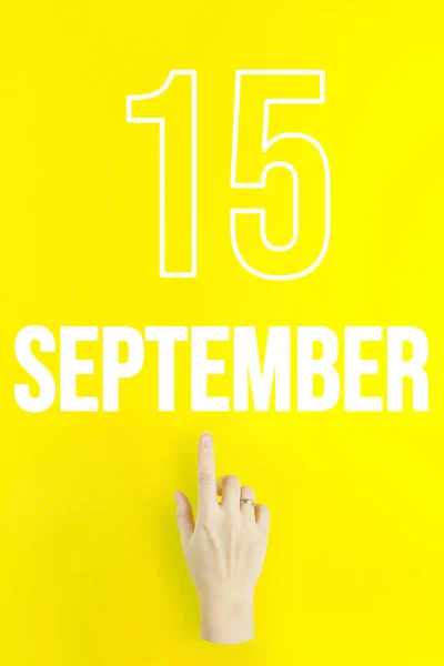 September 15Th Day Month Calendar Date Hand Finger Pointing Calendar — Stock fotografie