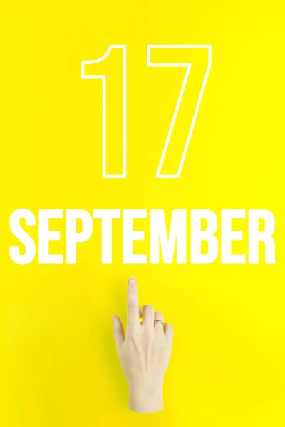 September 17Th Day Month Calendar Date Hand Finger Pointing Calendar — Stock fotografie
