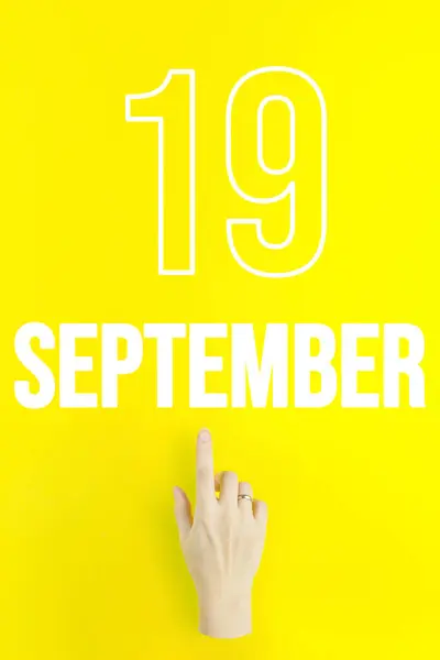 September 19Th Day Month Calendar Date Hand Finger Pointing Calendar — Stok fotoğraf