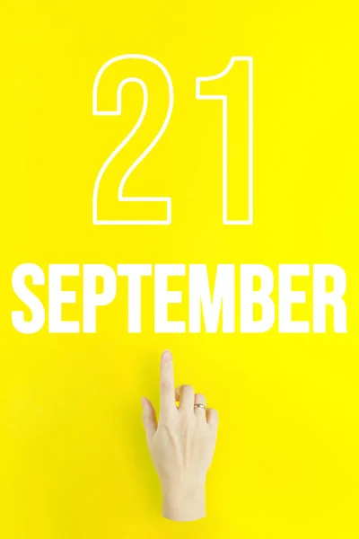 September 21St Day Month Calendar Date Hand Finger Pointing Calendar — Stock fotografie