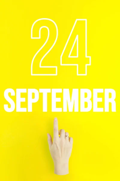 September 24Th Day Month Calendar Date Hand Finger Pointing Calendar — Stok fotoğraf