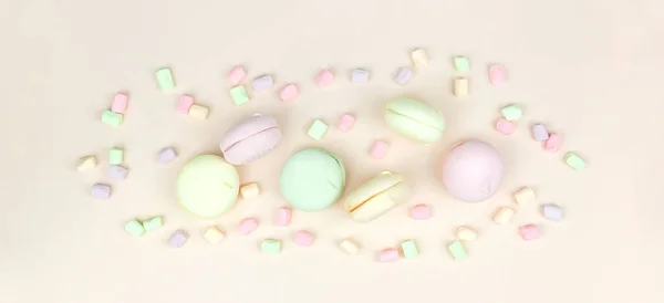 Colorful Macaroons Marshmallow Tasty Sweet Color Macaron Bakery Concept Selective —  Fotos de Stock