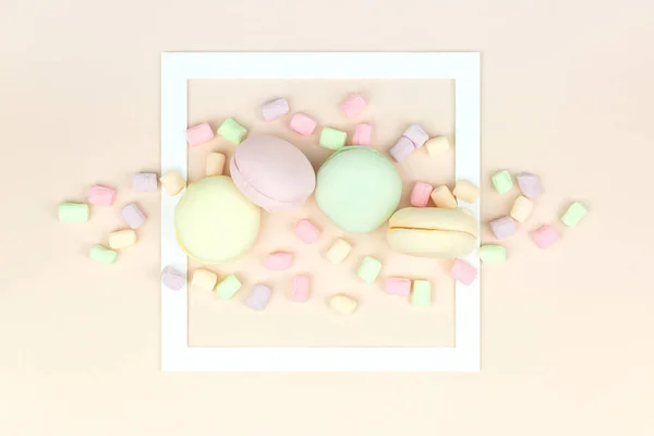 Sabroso Color Dulce Malvavisco Macaron Concepto Panadería Enfoque Selectivo Concepto —  Fotos de Stock