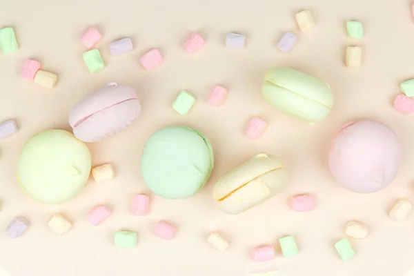 Delicious Sweet Bunte Macarons Marshmallow Konzept Der Süßen Nachspeise Ferien — Stockfoto