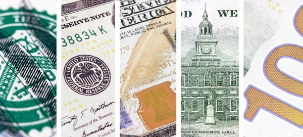 Estados Unidos Nuevos Fragmentos Billetes 100 Dólares Fragmento Billetes Cien —  Fotos de Stock
