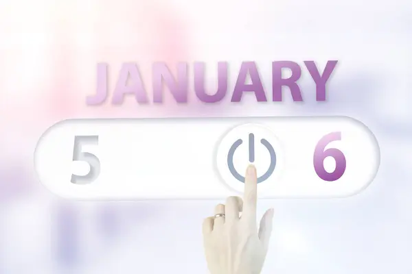 Enero Día Del Mes Fecha Del Calendario Dedo Mano Cambia —  Fotos de Stock