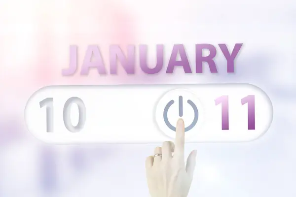 Enero Día Del Mes Fecha Del Calendario Dedo Mano Cambia —  Fotos de Stock