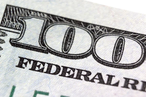 米国新100ドル紙幣反対側のフラグメント 100ドル 手形の断片を閉じる — ストック写真