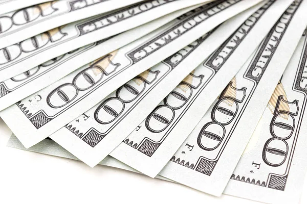 Novo Dinheiro Amostra Currency One Hundred Dollar Bills Arranjado Ventilador — Fotografia de Stock