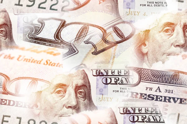 Padrão Sem Costura Estados Unidos Cem Dólares Dinheiro Fatura Colagem — Fotografia de Stock