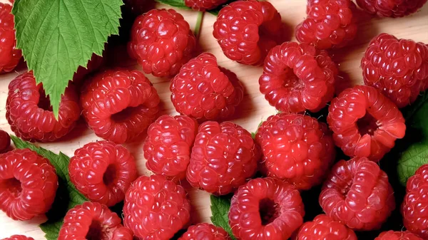 Close Ripe Red Raspberries — Stock Photo, Image