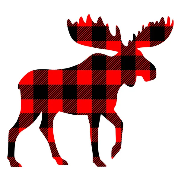 Buffalo Plaid Moose Καλά Χριστούγεννα — Διανυσματικό Αρχείο