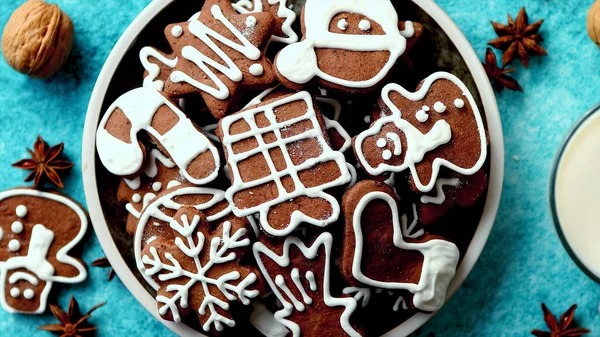 Christmas Cookies Bowl Top View — Stock Photo, Image