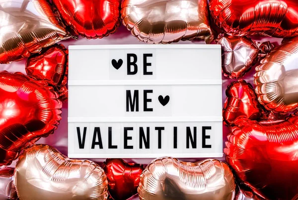 Stylish Text Frame Lightbox Inscription Valentine Red Beige Hearts All — Stockfoto