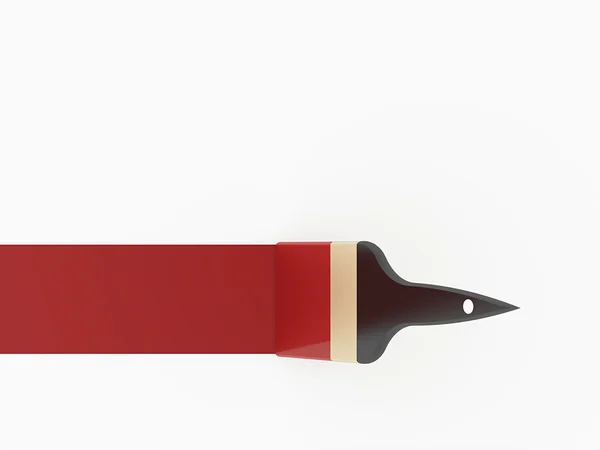 Pinsel mit rotem Strich isoliert — Stockfoto