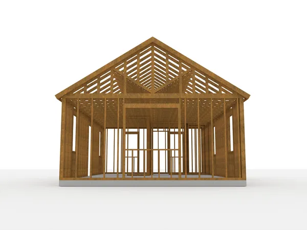 3D wood construction house — Stock Photo, Image